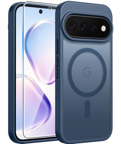 Image of FNTCASE for 11 /11 Pro Case: Compatible with MagSafe Blue | With Screen Protector, Translucent Magnetic Back, Military Grade Drop Protection, Matte Shockproof Phone Cover, Blue