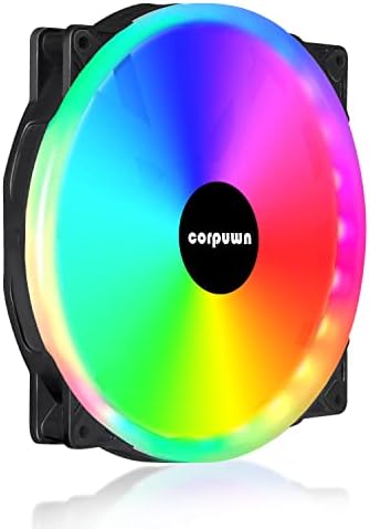corpuwn 200mm ARGB Fan Premium Addressable RGB Fan Silent PWM Cooling Fan for PC Control Lighting LED Case Fan