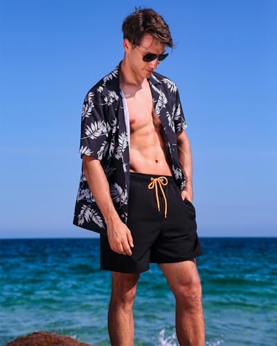 SILKWORLD Mens Swimming Trunks with Compression Liner 2 in 1 Quick-Dry Swim Shorts with Zipper Pockets3