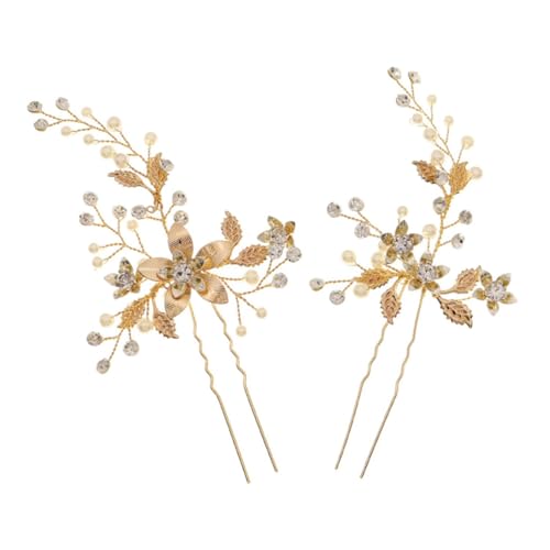 BELLIFFY 1 セット 2 個 アンティーク漢服気質ヘアピンかんざし手作りパールピン ブライダルヘアバレッタ 結婚式のヘアアクセサリー 真珠の花のかんざし ヴィンテージかんざし 髪箸 合金