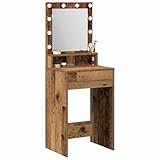 Avec étagères en planches Tomostar Coiffeuse avec Miroir et Lumières, Table de Maquillage Meuble Chambre avec étagère Bois Ancien 50 x 41 x 135 cm