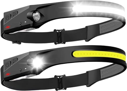 Lanterna de cabeça LED USB recarregável com sensor de movimento