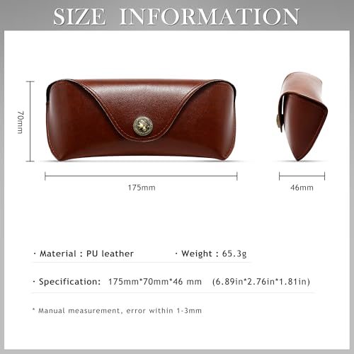Image of SUNGAIT Sunglasses Case for Men Women: Portable Leather Eyeglasses Case Hard Shell - Slim Case for Multiple Sunglasses