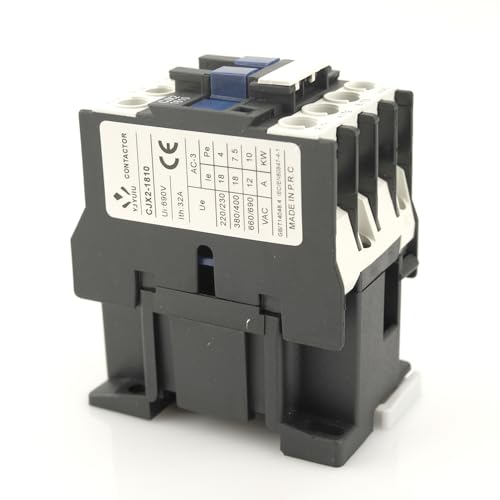YJYUIU Wechselstromschütz CJX2-1810 Leistungsschütz, 220V 50/60Hz, 18A 380V, 3-polig AC Schütz, 220V Uimp 6KV
