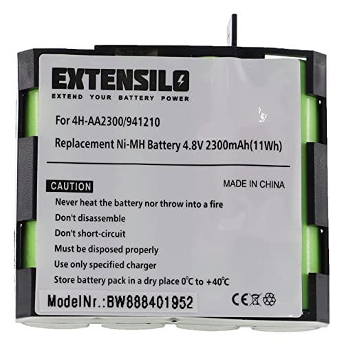 Batería de repuesto para Compex 941210, 941213, 4H-AA1500, 4H-AA2000, 2300 mAh, 4,8 V, NiMH