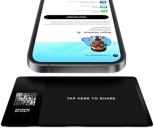 Authentic Patented Popl Card™ (Avoid Fake Knockoffs) - Smart NFC Networking Card - Simply Tap to Exchange Contact Info, Capture Leads, & Manage Contacts (Metal Black)