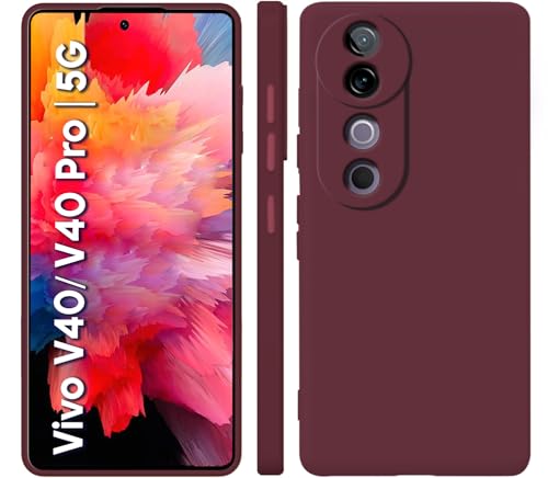 Image of TRUEUPGRADE Liquid Silicone Designed Back Case Cover for Vivo V40 / V40 Pro / T3 Ultra 5G | Microfiber Inside, Full Protection | Bumper Back Cover Case for Vivo V40 / V40 Pro / T3 Ultra 5G - Wine