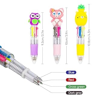 30 Penne Multicolore e Penna Multicolore 4 Colori con Adorabili Animali Kawaii - Ideali per Compleanni, Feste, Regali e Gadget
