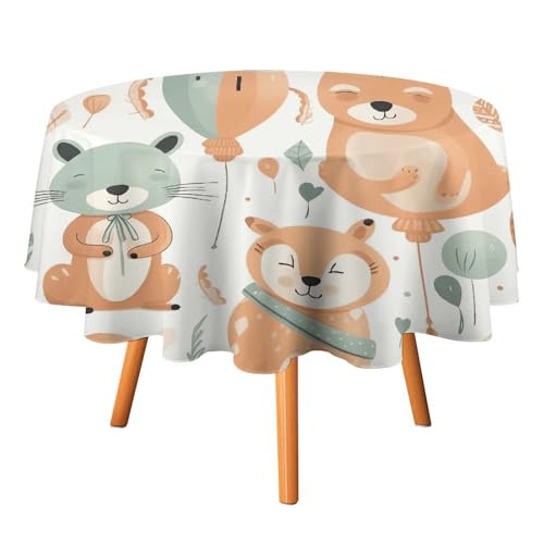 Nappe ronde animaux et ballons imperméable 127cm pour décoration de table - 2