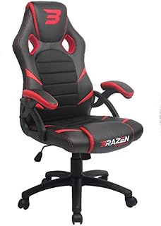 BraZen Puma Pc Gaming Chairs for Adults Height Adjustable Ergonomic Pu Leather Seat with Armrest Largest British Brand -Red