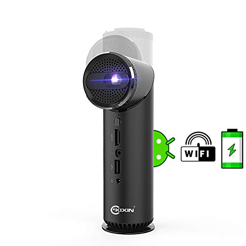 KIXIN Portable Smart Projector with Speakers HIFI Audio,Rotated 90 Degrees Lens 1080P 4500