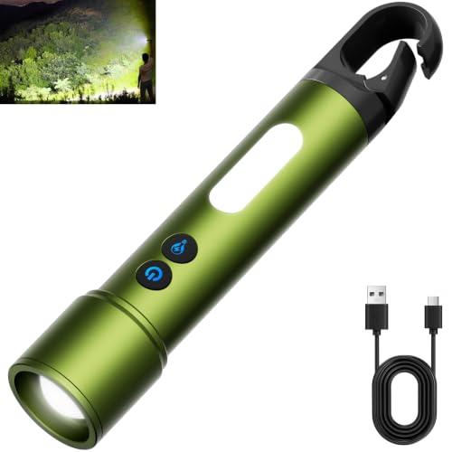 backagain LED Flashlight Rechargeable,High Lumens Super Bright Flash Light | 9 light modes,COB & Hook,USB-C fast charging,IPX7 waterproof,Adjustable flood/spot beam,Camping,hiking,home,car,emergency.