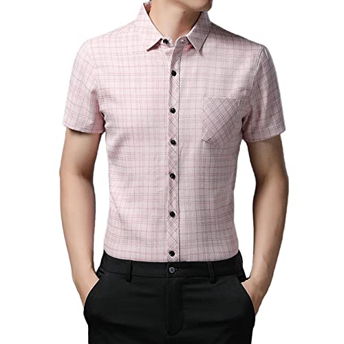 Chemise hawaïenne homme rose coton lin mince et légère pour l'été aloha
