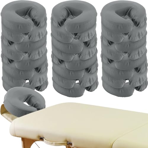 Macarrie 24 Pcs Face Cradle Covers for Massage Table Microfiber Reusable Soft Thicker Massage Table Headrest Covers Bulk Oil Proof Cradle Head Rest Sheets for Spa Beauty Salons(Gray)