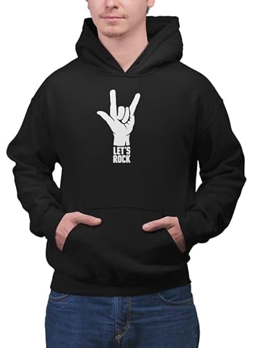 Blusa Moletom Capuz Lets Rock Rockeiro Unissex Preto Tamanho:M