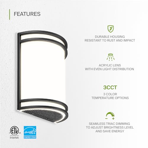 ASD Wall Mount Light Fixture Wall Sconce Lighting 10 Inch Modern Matte Black 3000K 4000K 5000K Adjustable Half Cylinder - Image 4