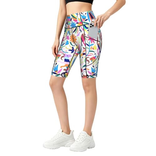 Short de sport mexicain Otomi imprimé artistique haut de gamme pour femme