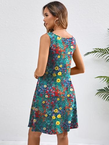 Image of Heymoments Women's Summer Sleeveless Crewneck Dresses Casual Loose Fitted Tank Sundress with Pockets