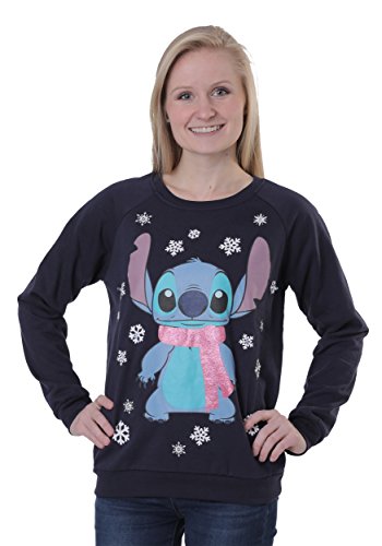 Disney Junior's Light Up Stitch Christmas Sweater, Blue, M