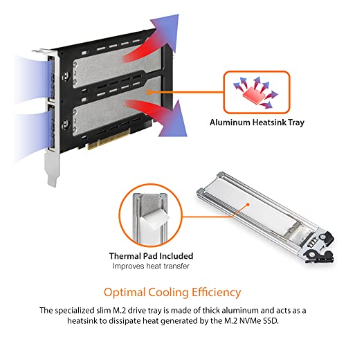 Image of ICY DOCK Dual Bay 2X M.2 NVMe SSD to PCIe 4.0 x8 Removable Adapter Card for PCI Express Slot (PCIe Bifurcation Required) | ExpressSlot MB842MP-B