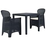 vidaxl set da bistrò 3 pz in plastica rattan antracite elegante tavolo e sedie