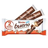 Kinder Bueno Milk Chocolate Bars with Crispy Wafer and Hazelnut Cream, 2 Bars per Pack, 1.5 oz Each