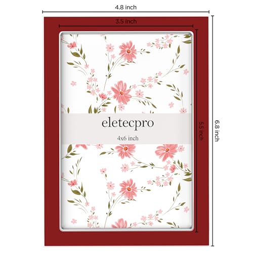 Image of eletecpro 4x6 Enamel Picture Frame with Real Glass Cover, Cute Photo Frame with Silver Metal Edge, Horizontal and Vertical Display Pictures 4 by 6 for Tabletop and Wall Decor, Red, 1 Pack