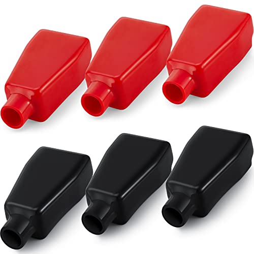 Image of 6 Pieces Battery Terminal Covers Battery Terminal Insulating Protector | Positive and Negative Cable Covers, Battery Terminal Protector for Boat Cars Auto Marine Batteries, Insulated Plastic Caps