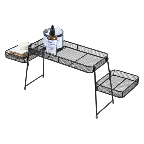 MyGift Over the Sink Shelf Black Metal Organizer Rack, 3 Tiered Bathroom or Kitchen Sink Storage Display Caddy
