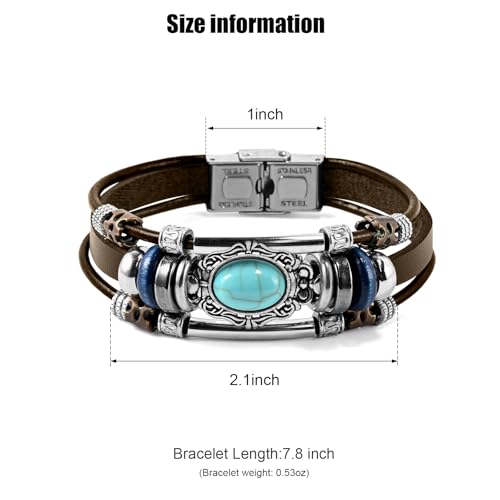 VIBILIA Vintage Leather Wrap Bracelets for Men Women, Multi-Strand Bracelets with Strong Clasp Ethnic Tribal Bracelets2