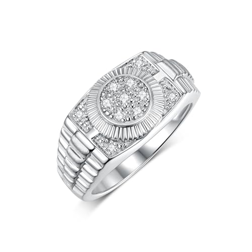 Image of Rylos Diamond Designer Ring, 0.25 Carats Sterling Silver or Yellow Gold Plated, Jewelry for Men, Timeless Style, Premium Quality Gift in Sizes 6-13