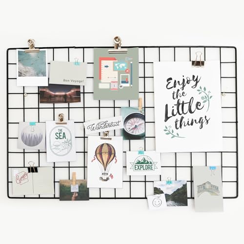Panel de rejilla de alambre hierro negro para colgar fotos y decoración de pared en salas 6