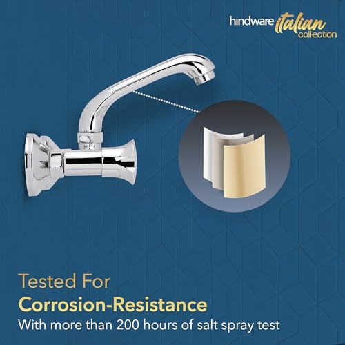 Image of Hindware Lyra F920038CP 2-in-1 Brass Sink Mixer for Kitchen with Regular Spout (Chrome Finish)