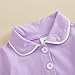 Multitrust Baby Girls Ruffled Cotton Pajamas Set Long Sleeve Button Down Shirts and Flared Pants Matching Pj Sets Sleepwear (Solid Purple, 5-6 Years)