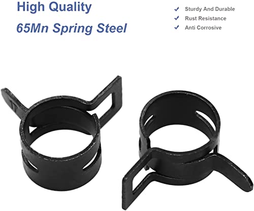 Image of AKIHISA 60 Pcs 28-33mm Spring Hose Clamp, Spring steel 65Mn Fuel Hose Clamp, 6 sizes for Silicone Vacuum Fuel Oil Hose Line Clamps