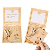 Geldgeschenk Hochzeit - Geldgeschenke zur Hochzeit, Geschenkbox aus Holz mit Grußkarte & Trockenblumen(Weißgrün), Hochzeitsgeschenk für Brautpaar