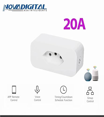 Tomada Inteligente 20A Wi-fi Para Automação Residencial NovaDigital Pro Alto Desempenho 20A Compatív