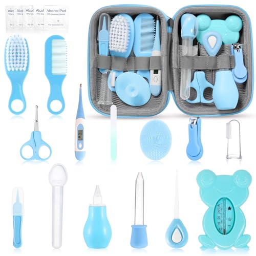 Image of Baby Grooming Kit, 20 in 1 Baby Safety Care Set, Baby Essentials Kit, Portable Baby Hair Brush and Comb Set for Newborn Nursery Infant Toddlers Baby Boys Girls - Blue