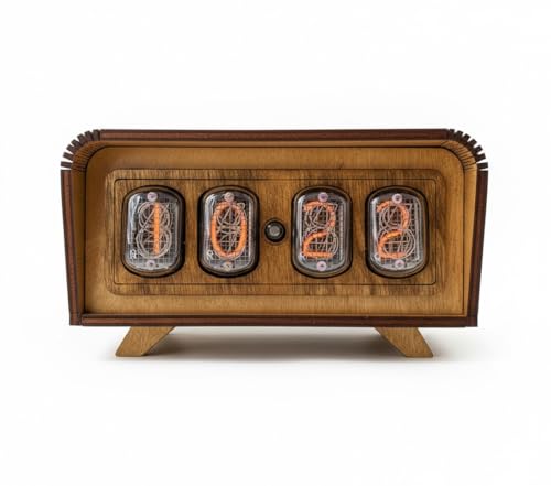 Handmade Nixie Tube Clock IN-12 - Made in Ukraine - Vintage Retro Table - Wooden Desk Nixie Tube