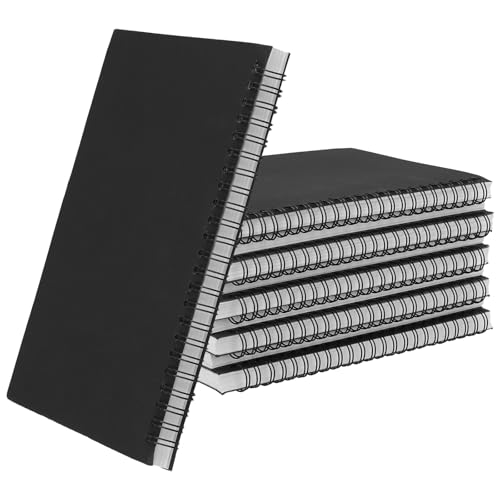 Carnet à spirale ligné A5 bloc-notes épais noir 80g papier écriture réunion lot de 10
