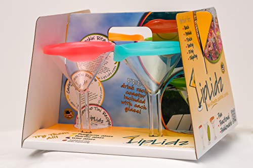 Liplidz ~ 10 Oz. Martini Glass W/ Attachable Drink-Thru Lid (4 Pack). Great For Boating, Rving, Lake, Beach, Garden Party, Weddings, Gifts, Shatterproof, Dishwasher Safe-Lid & Glass! 100% Tritan #TOP7