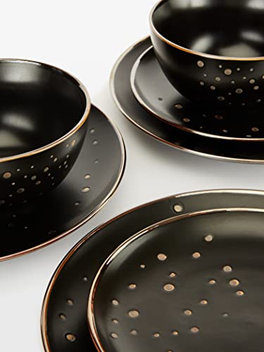 Waterside - 12 Piece Ebony & Gold Dinner Set