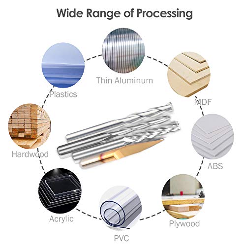 Hqmaster Combination Kit Set Cnc Router Bits Cutter Cutting Milling Tool (4 Type, Each 10Pcs) Including Flat/Ball End Mill, Four Flutes End Mill And 10 V-Shape Engraving Bits #TOP4