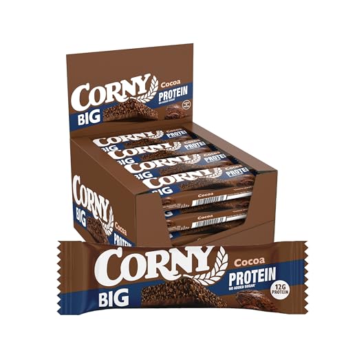 Corny BIG Protein, Pack de 24 x 50 g, Sabor Cacao, Barritas de Cereales Proteicas, 24% de Proteína, Sin Azúcares Añadidos, Formato Extra Grande