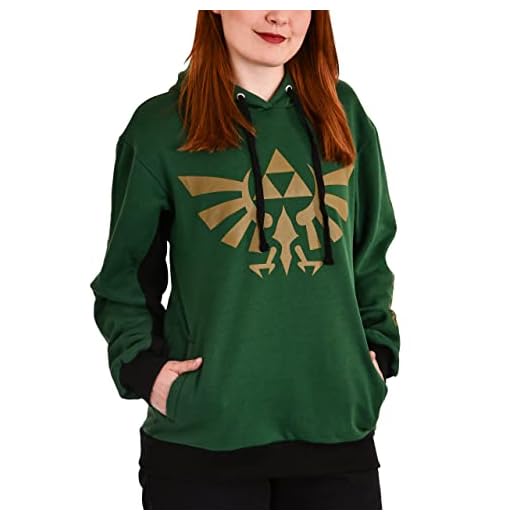 Elbenwald The Legend of Zelda Hoodie mit Triforce und Symbols Print für Herren Damen Unisex grün Gold - L