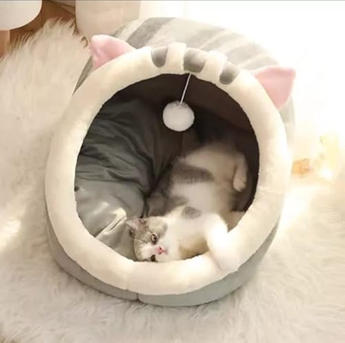 CAMINHA CABANA CAMA TOCA IGLU TENDA PELUCIA GATOS E CACHORROS (CINZA)