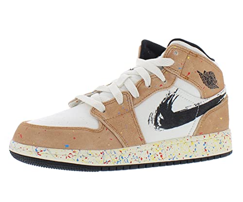 Big Kid's Jordan 1 Mid SE Brushstroke Sail/Black-Cider-Chile Red