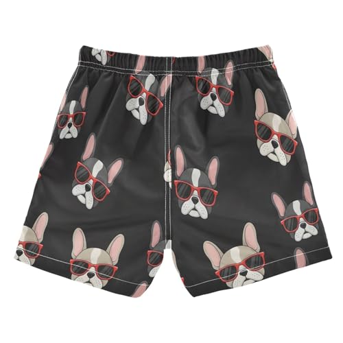 Swimming Clothes for Boys, Toddler Trunks 2t, Cute Cartoon French Bulldog Red2