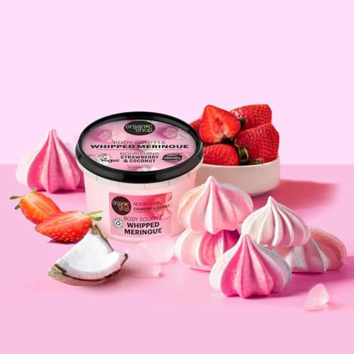 Organic Shop Coconut & Strawberry Deep Nourishing & Hydrating Body Cream, 100% Vegan & Organic, Daily Moisturizer, Body, Face, Hand & Foot Natural Lotion, Intensive Care & Skin Restorer