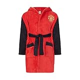 Manchester United F.C Bademantel für Jungen, mit Kapuze, für Kinder von 5 bis 15 Jahren, rot, 146